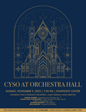 Orchestra Hall Fall 2025 Poster (blue cathedral)